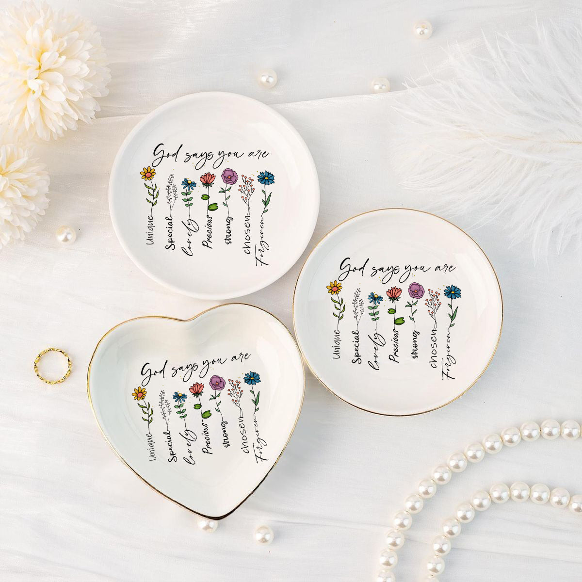 God Says You Are Jewelry Dish, Christian Bible Verse Ring Dish, Inspirational Scripture Tray, Religious Faith Gift, Baptism Confirmation Gift JDLAF10